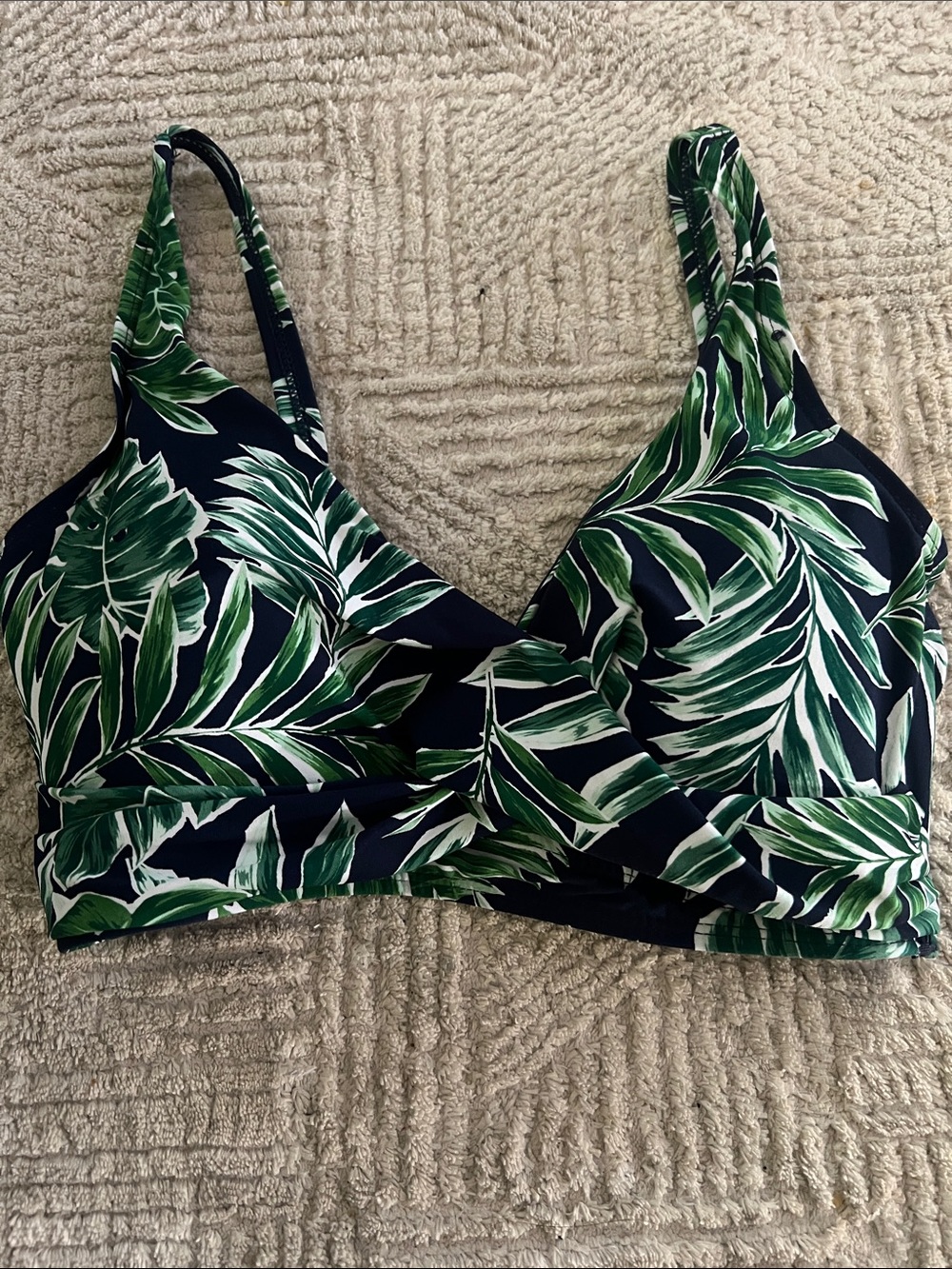 Women’s Nip Tuck Two Piece Green Leaves Tropical Swimsuit - Picture 2 of 7